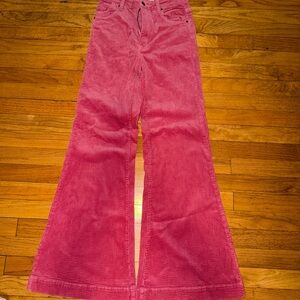 ROLLA'S Vibrant Pink Corduroy High Rise Flare Jeans
